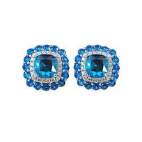 Ryškiai žali/mėlyni kubinio cirkonio auskarai-studs moterims Elegantiški pagalvėlės formos auskarai-studs Vestuvių prabanga Mados papuošalai