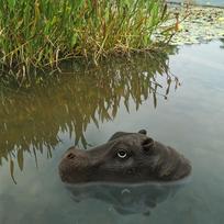 Creative Floating Hippo Head Decoy Pool Floater Ornaments Animals Statue for Water Crafts Mouth Closed