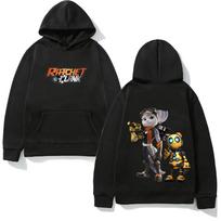 Ratchet & Clank Rift Apart Žaidimo Hoody Atsitiktinis Džemperis Vilnos Drabužiai Unisex su Kišene Hoody XS juoda