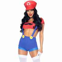 Leg Avenue Mario-Inspired Red/Blue Costume Set with Cap, Size M