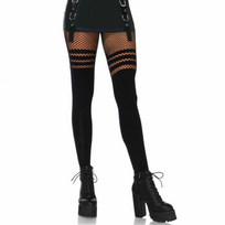 Leg Avenue Pantyhose Model 7157 White with Striped Fishnet Accent One Size