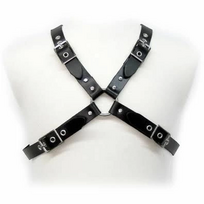 Mister B Leather Body Harness Black Adjustable Cross-Straps S-XL
