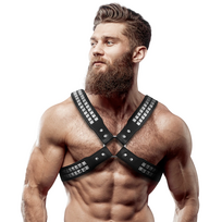 Fetish Submissive Attitude Men's Chest Harness Eco-Leather Adjustable Black