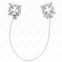KINK Metal Flower Adjustable Nipple Clamps with Decorative Chain - Silver Finish