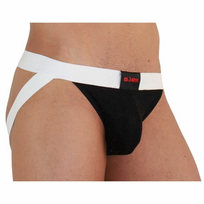 BURN Jockstrap Shiny Black/White M - Premium Athletic Underwear