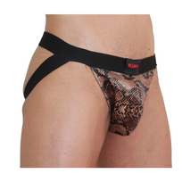 BURN Jock Snake Black XL - Breathable Mesh Athletic Jockstrap