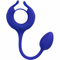 CalExotics Admiral Weighted Silicone Ring Blue - Dual Motor, 10 Modes, USB