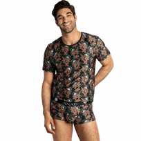 ANAIS MEN Power T-Shirt S - Modern Rose & Skull Print, Soft Modal Blend