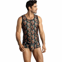ANAIS MEN Power Top M - Sleeveless Modal Shirt with Rose & Skull Print