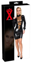 LateX Elegant Black Latex Dress S with Transparent Front Insert