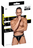 Black Level Vinyl Jockstrap Men L, Wide Waistband, Black & Silver Zip