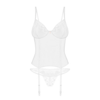 Obsessive Alissium Corset & Thong White XS/S - Lace Details, Adjustable Fit