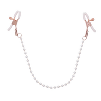 Sportsheets S&M Peaches n' CreaMe Pearl Nipple Clamps Rose Gold Adjustable