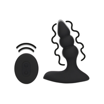 Loveline Licorice Black Beaded Vibrating Plug Remote-Controlled
