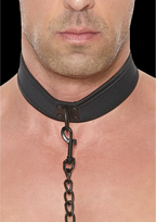 Ouch! Neoprene Adjustable Collar with Leash - Black, Comfortable Fit