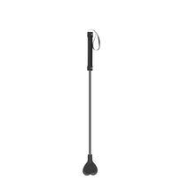 Ouch! Heart-Shaped Crop with Braided Handle and Wrist Strap Black