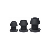 XR Brands Gape-Grommets Silicone Hollow Dilator Set 3 Sizes Black