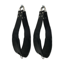 BDSM Leather Support Loops 60cm - Padded, Adjustable, Black, Metal D-Rings