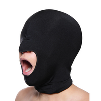 XR Brands Spandex Face Mask Open Mouth Lightweight Black Hood