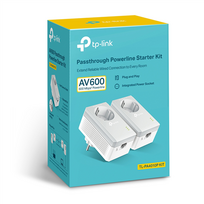 TP-LINK Passthrough Powerline 600 Starter Kit | TL-PA4010P KIT | 10/100Mbps | 1 Ethernet LAN (RJ-45) port | Maximum data transfer rate 600Mbps | Pass-through socket