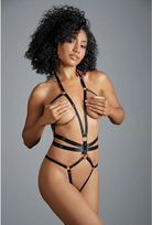 Dreamgirl Izabel Adjustable Strap Open Teddy, One Size, Black