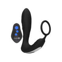 E-Stim Vibrating Plug & Adjustable Ring Set with Remote Control Black