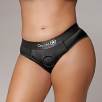 Sinner Gear Vibrating High-Cut Strap-On Brief XL/XXL Black Rechargeable