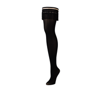 Kix'ies Keila Thigh-High Stockings C Black - No-Slip Ballet Style