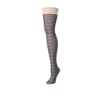 Kix'ies Par 4 Thigh-Highs D Grey - Argyle Pattern, No-Slip System