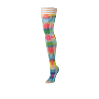 Kix'ies Gilly Thigh-Highs - Rainbow Tie-Dye, Size A, No-Slip Design