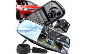 Automobilio veidrodėlis su ekranu, vaizdo registratorius su priekine ir galine kamera Full HD