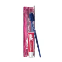 HISKIN_SET Smile dantų pasta 30 ml + raudona dantų šepetėlė + kosmetinė