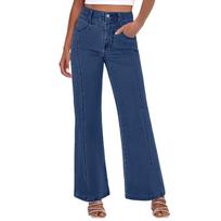 Ladies' Retro Straight Leg High Waisted Jeans L mėlyna
