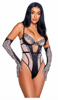 Playboy Bunny Kiss Teddy - Elegant Tulle & Satin Lingerie Bodysuit