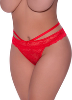 Magic Silk Exposed Cheeky Panty 2X Red Lace Cross-Strap Design