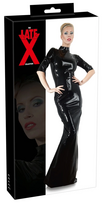 BlackLevel Latex Dress S Black Two-Way Zipper Waist-Fitted Design