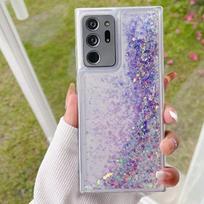 Blizgantis šviečiantis skystas smėlis dėklas Samsung Galaxy S24 S23 S25 Ultra S22 Plus S21 S20 FE A54 A55 A34 A15 A53 A52 skaidrus TPU dangtelis For Samsung S24 Plus violetinė
