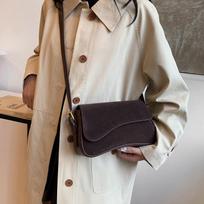 Red square wine women's  simple suede leather crossbody sacks ladies casual commuting shoulder bag