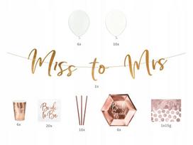 Dekoracijų Rinkinys Mergvakariui "miss to Mrs" Rožinio Aukso