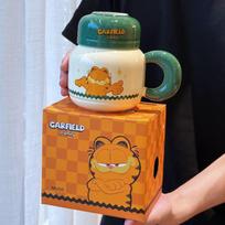 Garfield jungtinė keraminė puodelis su dangteliu porai vandens puodelis naujas puodelis namų geriamojo vandens biuro kavos puodelis 520ML žalia