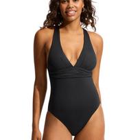 SEAFOLLY Collective Cross Back Black vientisas formuojantis maudymosi kostiumėlis