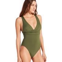 SEAFOLLY Collective Cross Back Evergreen vientisas formuojantis maudymosi kostiumėlis