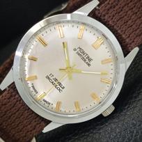 VINTAGE MONTINE rankinio užvedimo ŠVEICARIŠKAS VYRIŠKAS RESTORUOTAS SIDABRINIO Ciferblato LAIKRODIS a441575-5