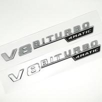 Automobilio sparno šoninis emblema V8 Biturbo 4matic Skirta Mercedes C63S W205 E63S W213 S63 W222 GLC63S X253 GLE63S W167 AMG priedai V8 4MATIC Silver