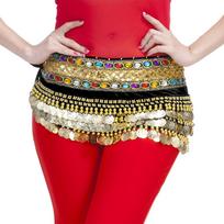 Ladies' Belly Dance Hip Scarf, Waist Chain Hip Scarf, Tassel Chiffon Performance Dress, Waist Scarf One Size juoda