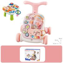 5 In 1 Baby Walker Sit To Stand Learning Walker With Activity Center Toddler Infant Push Walking Toys Cute elephant game model  pink