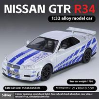 1:32 Nissan Skyline Ares GTR R34 Alloy Metal Diecast Sport Racing Car Model Simulation Model Sound Light Collect Hobby Ornaments mėlyna