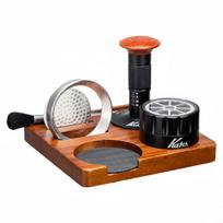 6pcs/set Espresso Tamper Set 16cm Espresso Tamper Kits Wood Tamping Station Distributor Dosing Funnel Brush Coffeeware Parts 53MM