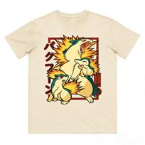 MINISO Pokémon Cyndaquil Printed T-shirt Men and Women Spring/Summer New Collection Fashion Short Sleeved Shirt S