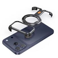 Oatsbasf Metalinis telefono dėklas, skirtas iPhone 17 Pro Max/17 Pro, su magnetiniu stoveliu 360° besisukantis Magsafe Aliuminio Metalinis Besienis Dangtelis iPhone 17 Pro Max juoda